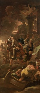 Aeneas Fleeing with His Family, c1700. Creator: Luca Giordano.