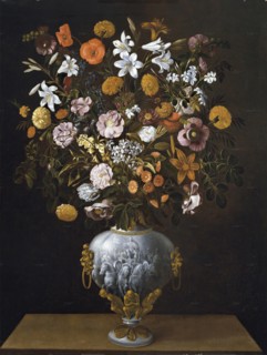 Vase of Flowers with a Triumphal Chariot seen frontally, 1643. Creator: Tomás Hiepes.