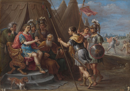 Godfrey and the Council hear Armida's plea, between 1628 and 1630. Creator: David Teniers II.