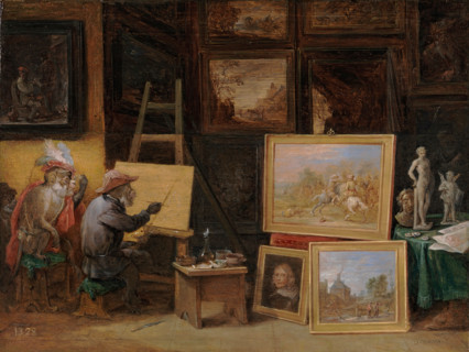 The Monkey Painter, c1660. Creator: David Teniers II.