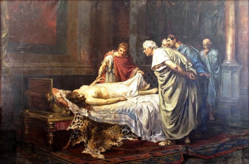 Nero before the corpse of his mother, Agrippina the Younger, 1887. Creator: Arturo Montero y Calvo.