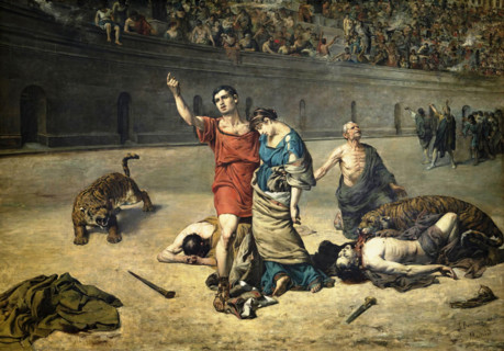 Eudorus and Cymodocea in the Amphitheater, 1884. Creator: José Bermudo Mateos.