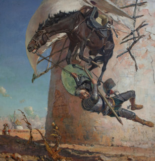 Don Quixote and the windmills, c1900. Creator: José Moreno Carbonero.