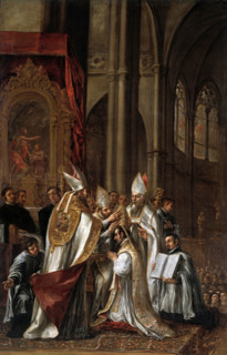 The consecration of Saint Ambrose as archbishop, c1673. Creator: Juan de Valdés Leal.