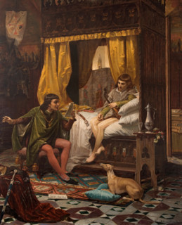 Ausiàs March reading his verses to the Prince of Viana, 1884. Creator: Julio Cebrián Mezquita.
