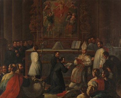 Profession of vows of Fathers Francisco Caracciolo and Agustín Adorno before the Vicar Gen..., 1738. Creator: Pedro Rodriguez de Miranda.