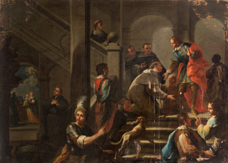 Meeting of Agustín Adorno with Saint Louis Bertrand in Valencia, c1738. Creator: Pedro Rodriguez de Miranda.
