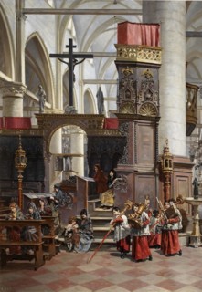 In the Church of the Frari, Venice, 1881. Creator: Ricardo Navarrete y Fos.