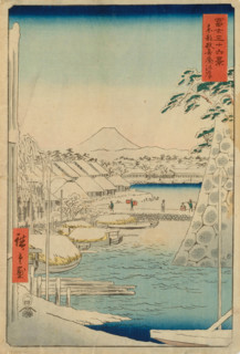 The Riverbank at Sukiya in the Eastern Capital (From the series 36 Views of Mount Fuji), 1858. Creator: Ando Hiroshige.