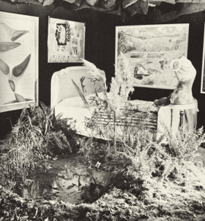 The room, designed by Duchamp with paintings by W. Paalen, R. Penrose and A. Masson at the... 1938. Creator: Anon.