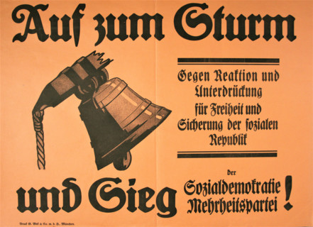 Onward to the storm and victory of the Majority Social Democratic Party!, 1920. Creator: Anon.