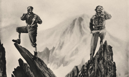 Leni Riefenstahl and Sepp Rist in the film "Stürme über dem Mont Blanc" (Storm Over Mont... 1930. Creator: Anon.