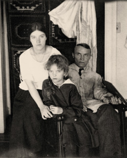 Nicolai Fechin with his wife Alexandra and Daughter Eya, New York, 1924. Creator: Anon.