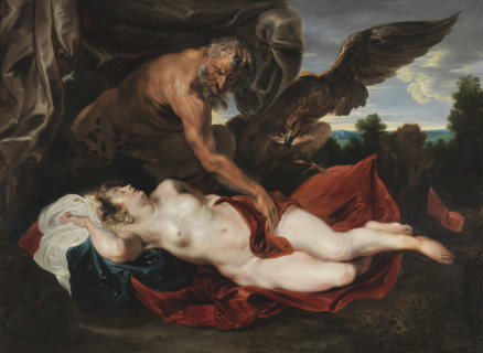 Jupiter, disguised as a satyr, approaches the sleeping Antiope, c1620. Creator: Anthony van Dyck.