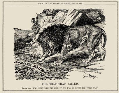 The Trap that Failed (to the German-controlled Baghdad railway). Punch, April, 1903 Creator: Bernard Partridge.