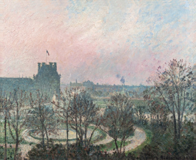 Le Jardin des Tuileries et le pavillon de Flore, gelée blanche, 1900. Creator: Camille Pissarro.