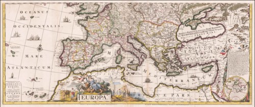 Map of Europe during the War of Spanish Succession, c1705. Creator: Carel Allard.