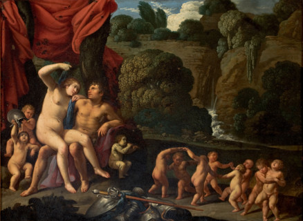 Mars and Venus with a Circle of Cupids and a Landscape, 1605-1609. Creator: Carlo Saraceni.