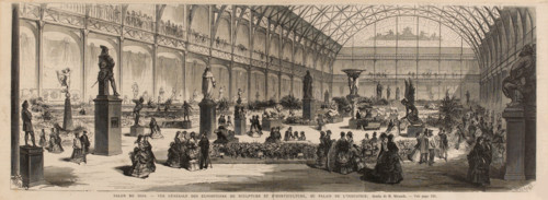 Salon de 1869 - Vue générale des expositions de sculpture et d'horticulture, au Palais de... Creator: Charles Maurand.