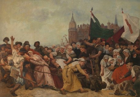 The Shattered Statue of the Duke of Alva Being Dragged Through the Streets, c1888. Creator: Charles Verlat.