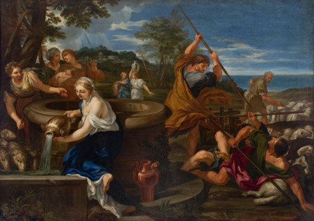 Moses defending the Daughters of Jethro, c1665. Creator: Ciro Ferri.