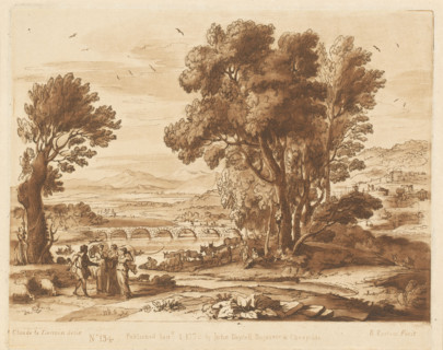 Landscape with Jacob, Laban, Leah and Rachel. (Liber Veritatis. Collection of 200 Prints,... 1776. Creator: Claude Lorrain.
