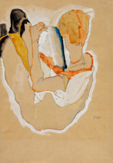 Seated Nude, Back View, 1911. Creator: Egon Schiele.