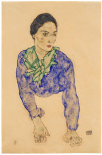 Portrait of a Woman with Blue and Green Scarf, 1914. Creator: Egon Schiele.