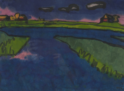 Marshland (flooded meadows, farmhouses), c1920. Creator: Emil Nolde.