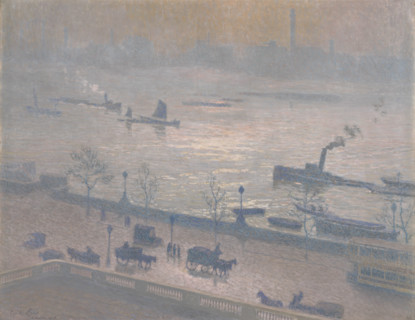 Morning Reflection on the Thames in London, 1918. Creator: Emile Claus.