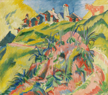 Mountain village with pink cow, 1919-1920. Creator: Ernst Kirchner.