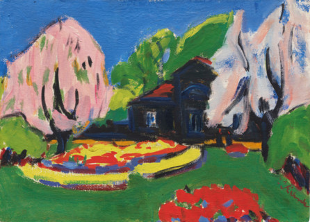 Landscape with house (Gatehouse on the main avenue of the Great Garden in Dresden), 1910. Creator: Ernst Kirchner.