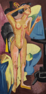 Nude at the Mirror, c1915-1920. Creator: Ernst Kirchner.