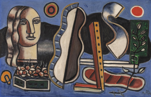 Objets contrastés sur fond bleu, 1932. Creator: Fernand Leger.