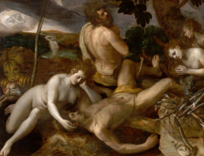Adam and Eve grieve over the Dead Body of Abel, c1550. Creator: Frans Floris.