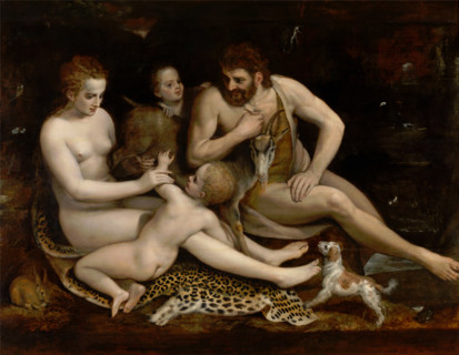 Adam and Eve with their children, c1550. Creator: Frans Floris.