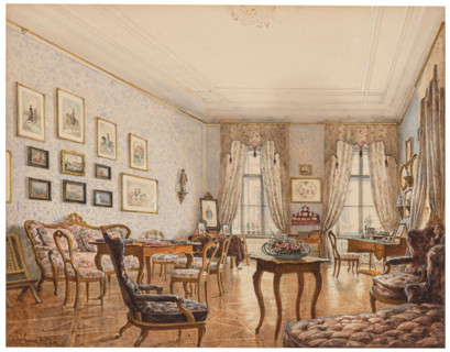 Biedermeier salon in a Viennese palace, 1855. Creator: Franz Alt.