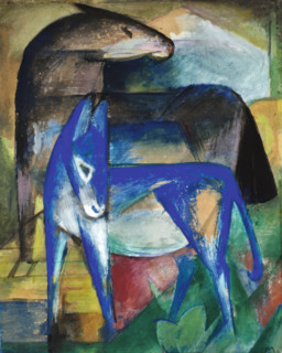 Two Blue Donkeys (Horse and Donkey), 1912. Creator: Franz Marc.