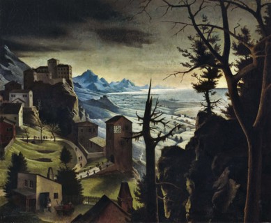 Landscape with a castle. Fragment, 1930. Creator: Franz Sedlacek.