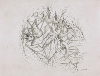 Dibujo con pie, c1946. Creator: Frida Kahlo.