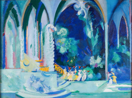 Fountain Scene. Stage design for the opera Boris Godunov by M. Mussorgsky, 1927. Creator: Fyodor Fyodorovsky.