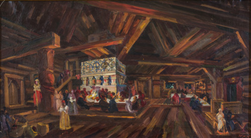 Stage design for the opera The Tsar's Bride by N. Rimsky-Korsakov, 1931. Creator: Fyodor Fyodorovsky.