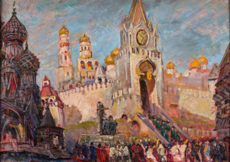 Stage design for the opera Khovanshchina by M. Musorgsky, 1950. Creator: Fyodor Fyodorovsky.