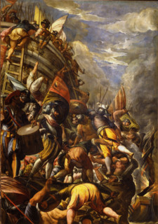 Venetians take the city of Caffa from Genoveses, 1585-1590. Creator: Giulio Angolo del Moro.