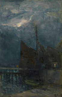 Entrance of a Harbour by Night, c1889. Creator: Guillaume Vogels.