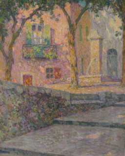 The fountain square in the sun (La place de la fontaine au soleil), 1927. Creator: Henri Eugene Le Sidaner.