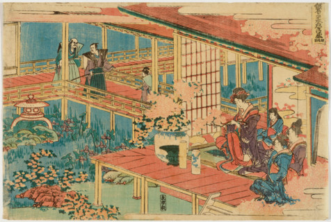 Act IV (Yodanme), from the series Treasury of the Forty-Seven Loyal Retainers (Kanadehon... c1803. Creator: Hokusai.