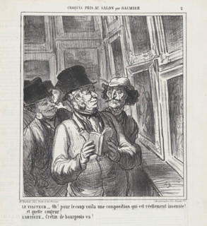 The visitor and the artist, from "Sketches from the Salon". Le Charivari, May 30, 1864 Creator: Honore Daumier.