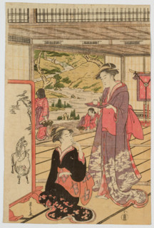 Women in a Mansion with a Garden, 1790. Creator: Hosoda Eishi.