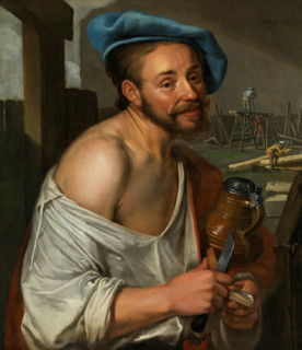 Man eating during house construction, First Half of 17th cen. Creator: Jacob Gerritsz Cuyp.